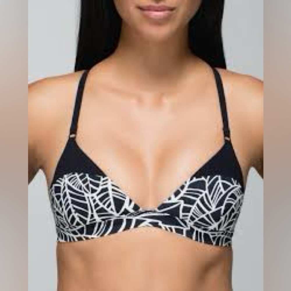 Lululemon Shanti Surf Sport Top Pretty Palm Black Angel Wing Bikini Swim Top
